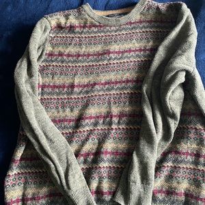 Nautica Grandpa Sweater Extra Large Green Sweater with Red and Yellow.